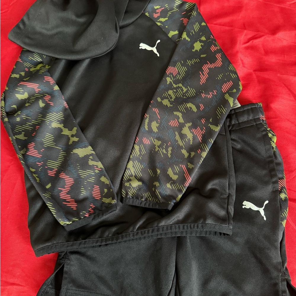 Puma Kids Matching Set - Black with Red and Yellow Accents